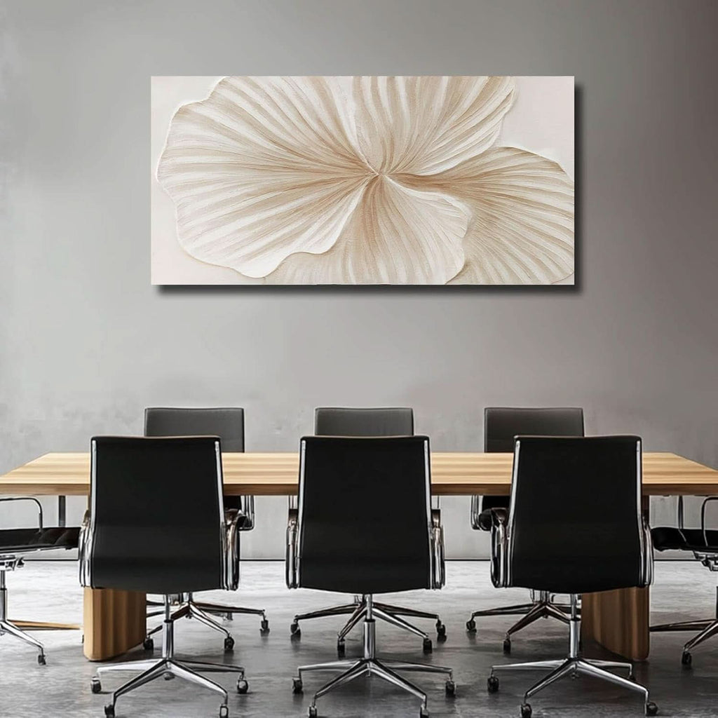 Elegance Abstract Floral Wall Art 24x48 White Gold Canvas – image 4