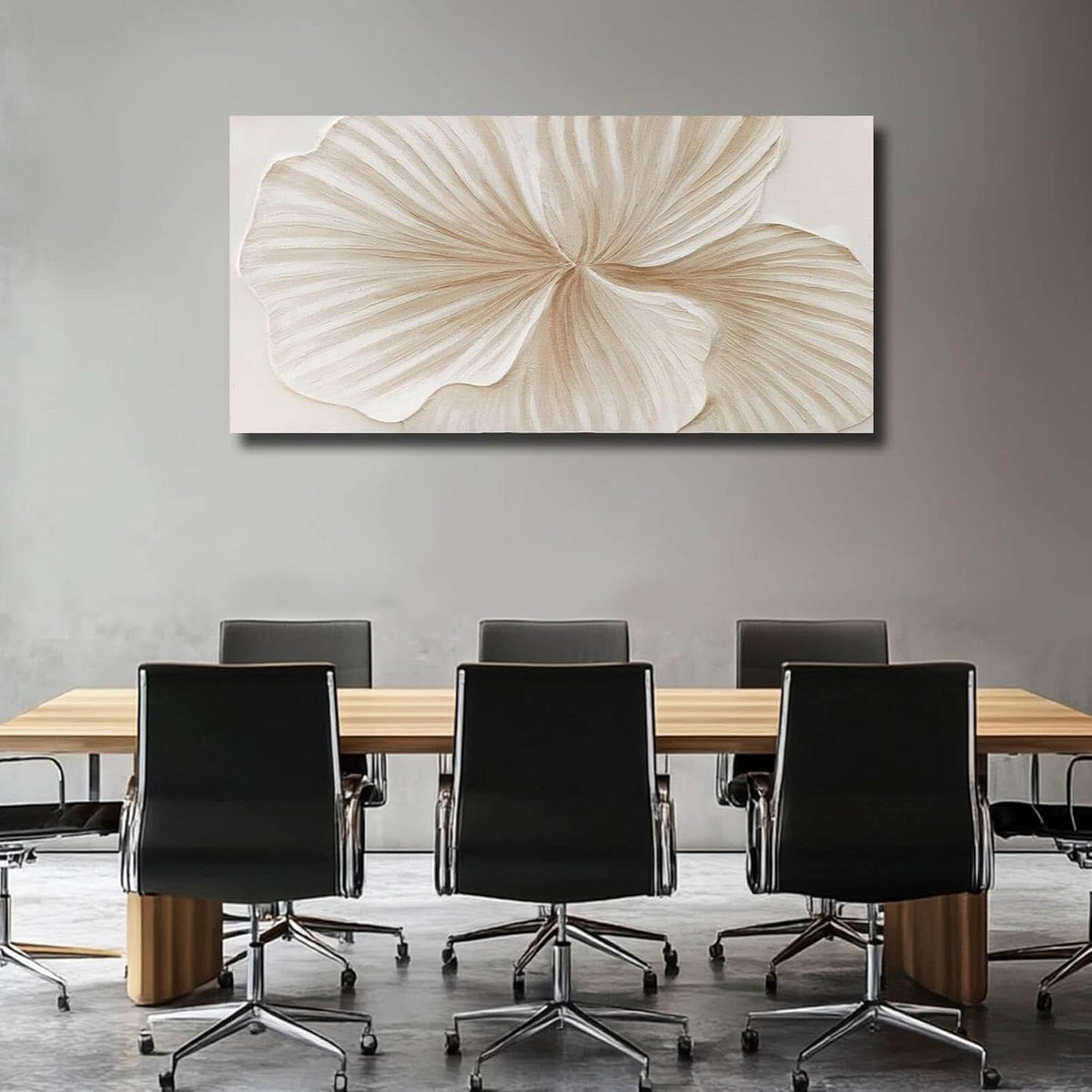 Elegance Abstract Floral Wall Art 24x48 White Gold Canvas – image 4