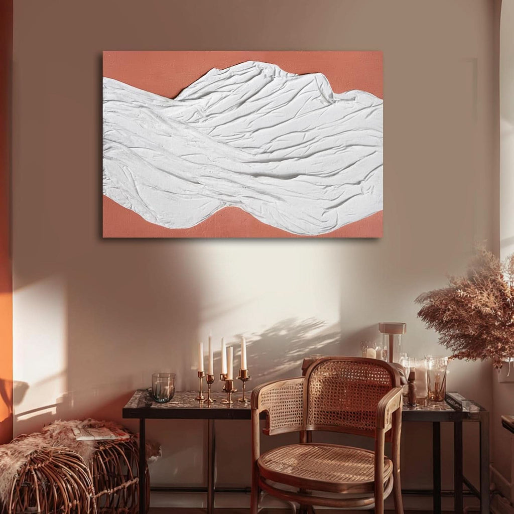Textured Abstract Wall Art 24x36 Hand-Painted White Terracotta – image 7