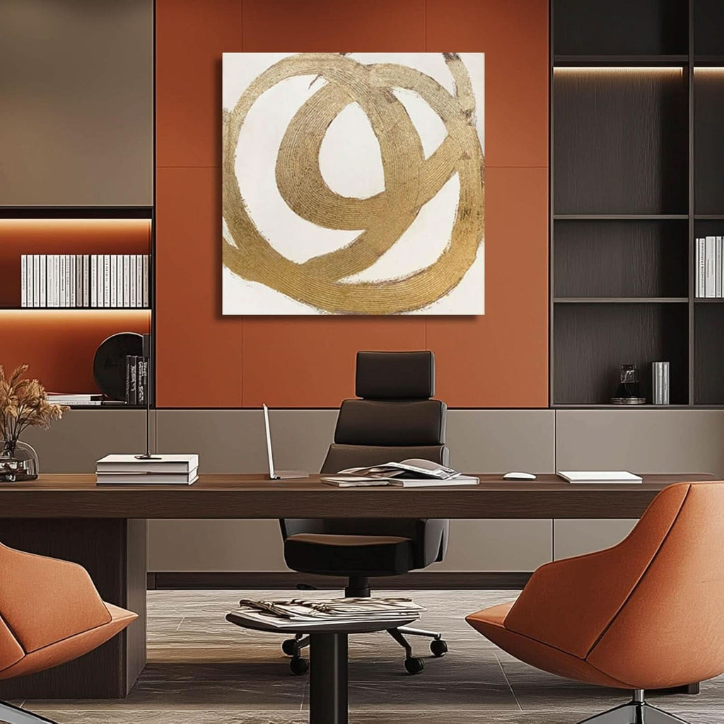 Contour Leaf Botanical Wall Art Gold Neutral Canvas – image 4