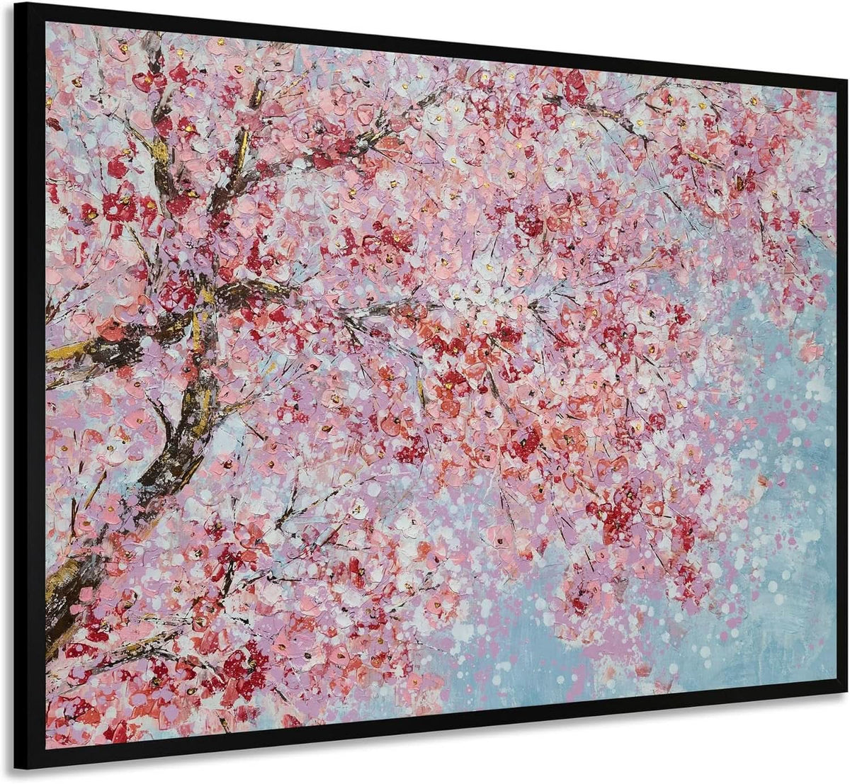 Plum Blossom Floating Floral Wall Art Hand-Painted Framed Canvas – image 2