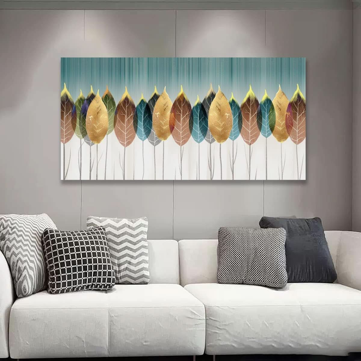 Leaves Abstract Botanical Wall Art 20x40 Colorful Canvas – image 3