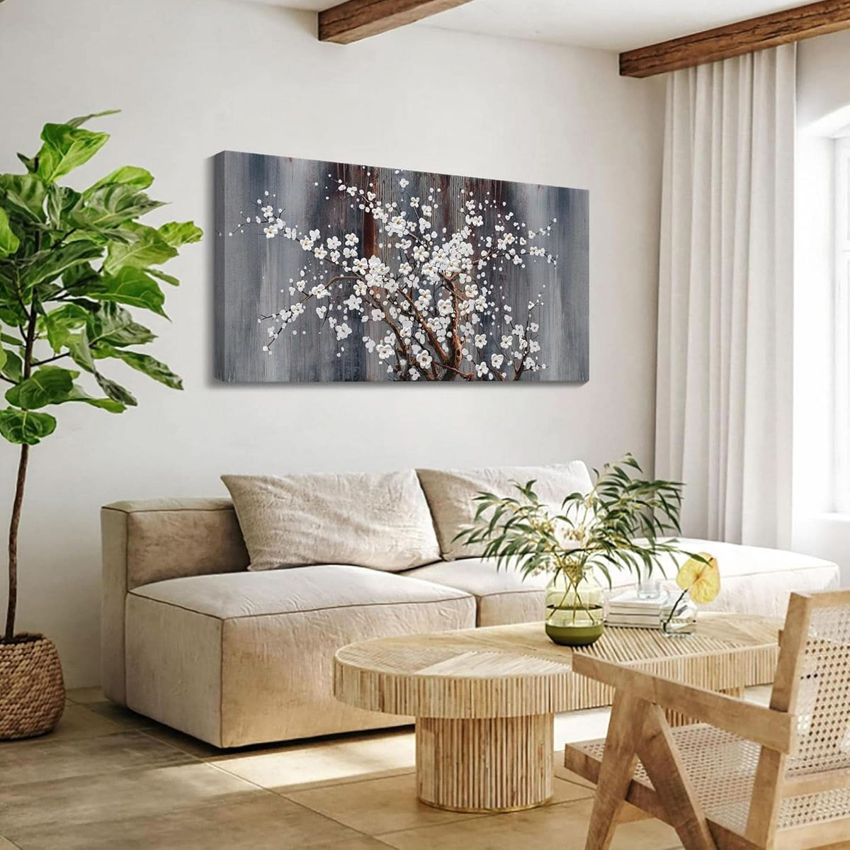 Canvas Wall Art 20x40 White for Living Room – image 2