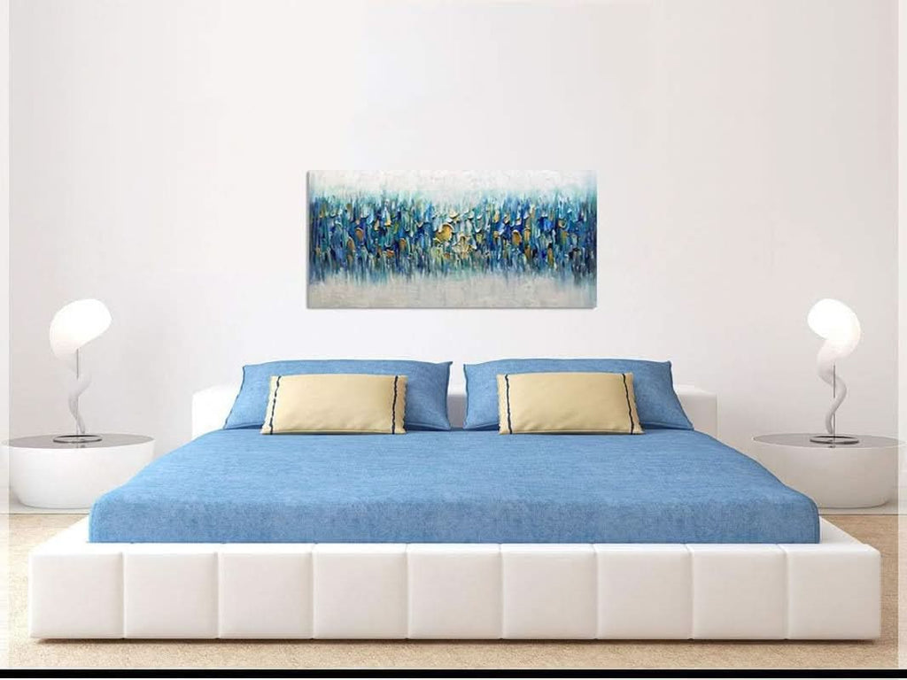 Gradient Palette Abstract Wall Art 30x60 Hand-Painted Teal Blue Canvas – image 5