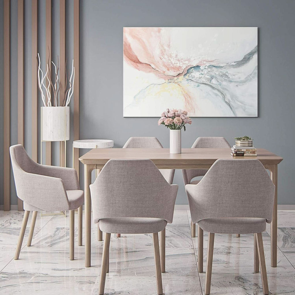 Abstract Wall Art 36x24 Hand-Painted Pink Canvas for Living Room – image 3
