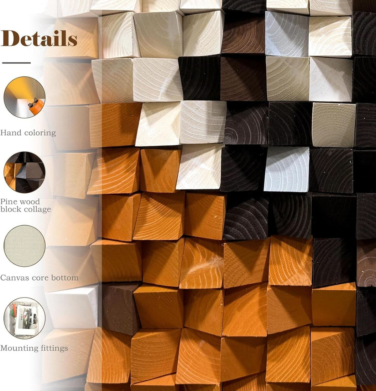 Mosaic Wall Art 27.6x39.4 White Orange for Living Room – image 4