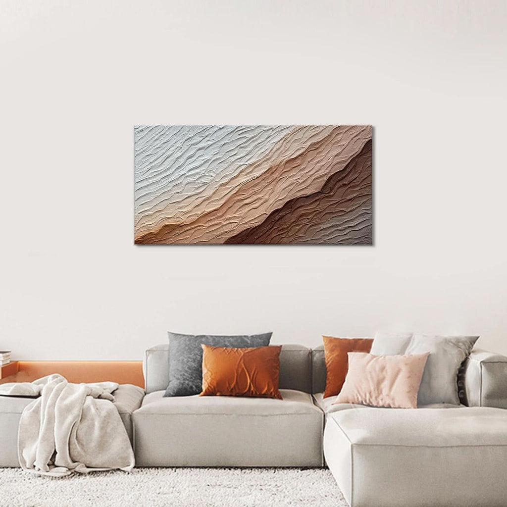 Wave Textured Coastal Wall Art 24x48 Hand-Painted for Living Room – image 7