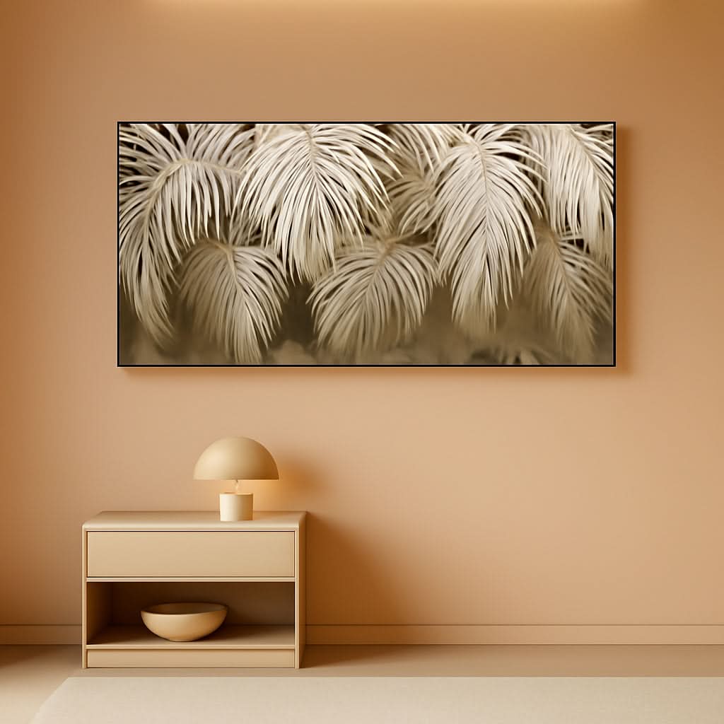 Professional Boho Wall Art 24x48 Framed Neutral Canvas – main view