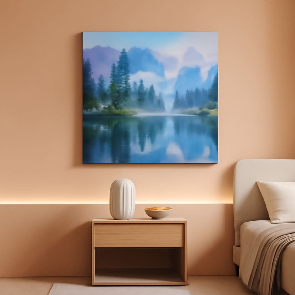 Forest Landscape Wall Art 40x20 Framed Green Canvas – main view
