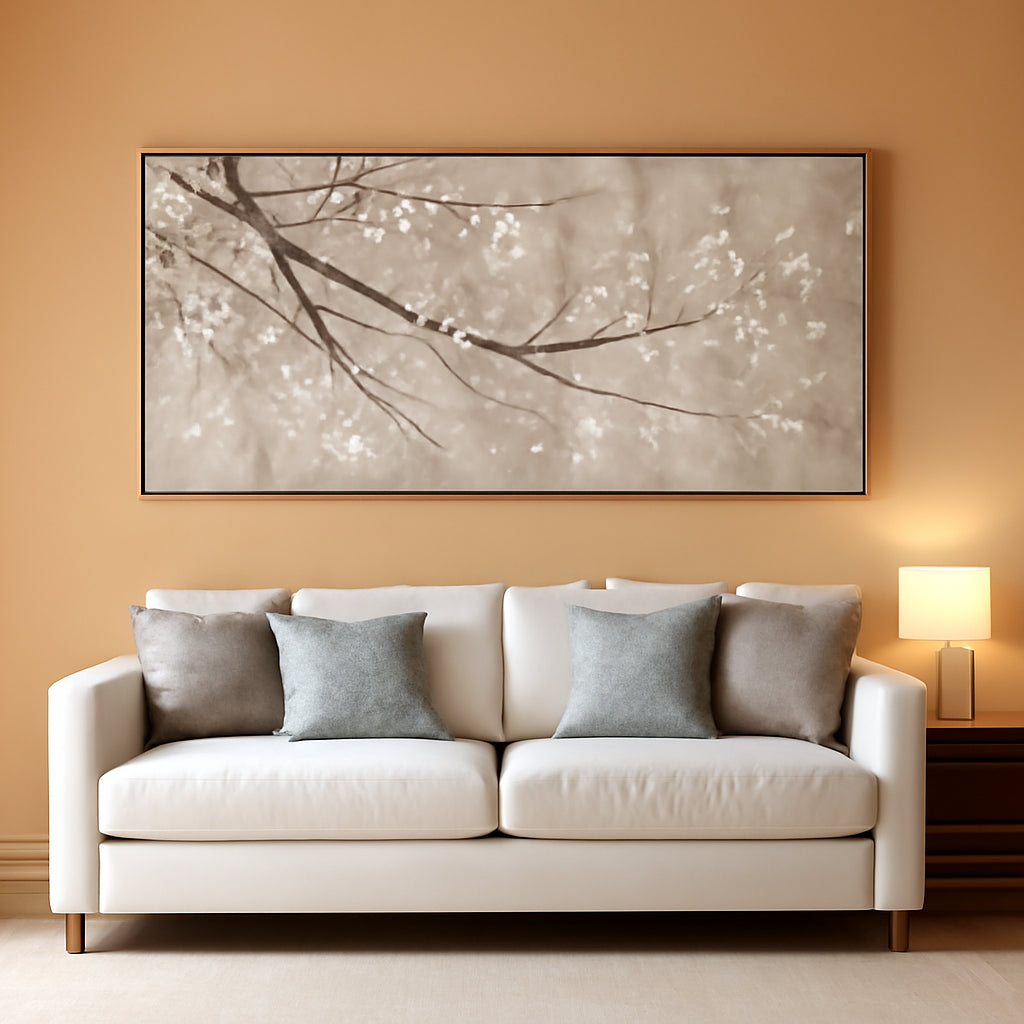 Landscape Wall Art 29x58 Grey Canvas for Living Room – main view