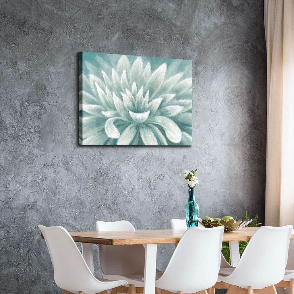 Seafoam Abstract Floral Wall Art 36x24 Green Canvas – image 5