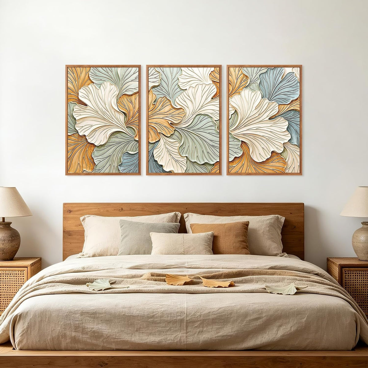 Earth Tone 3D Botanical Wall Art Framed Canvas for Living Room – image 3