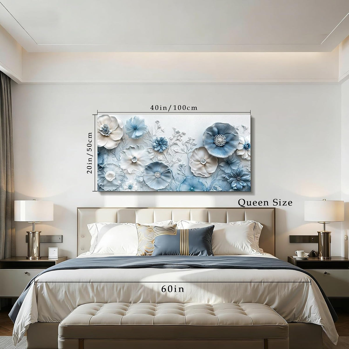Floral Wall Art 20x40 Cerulean for Living Room – image 5