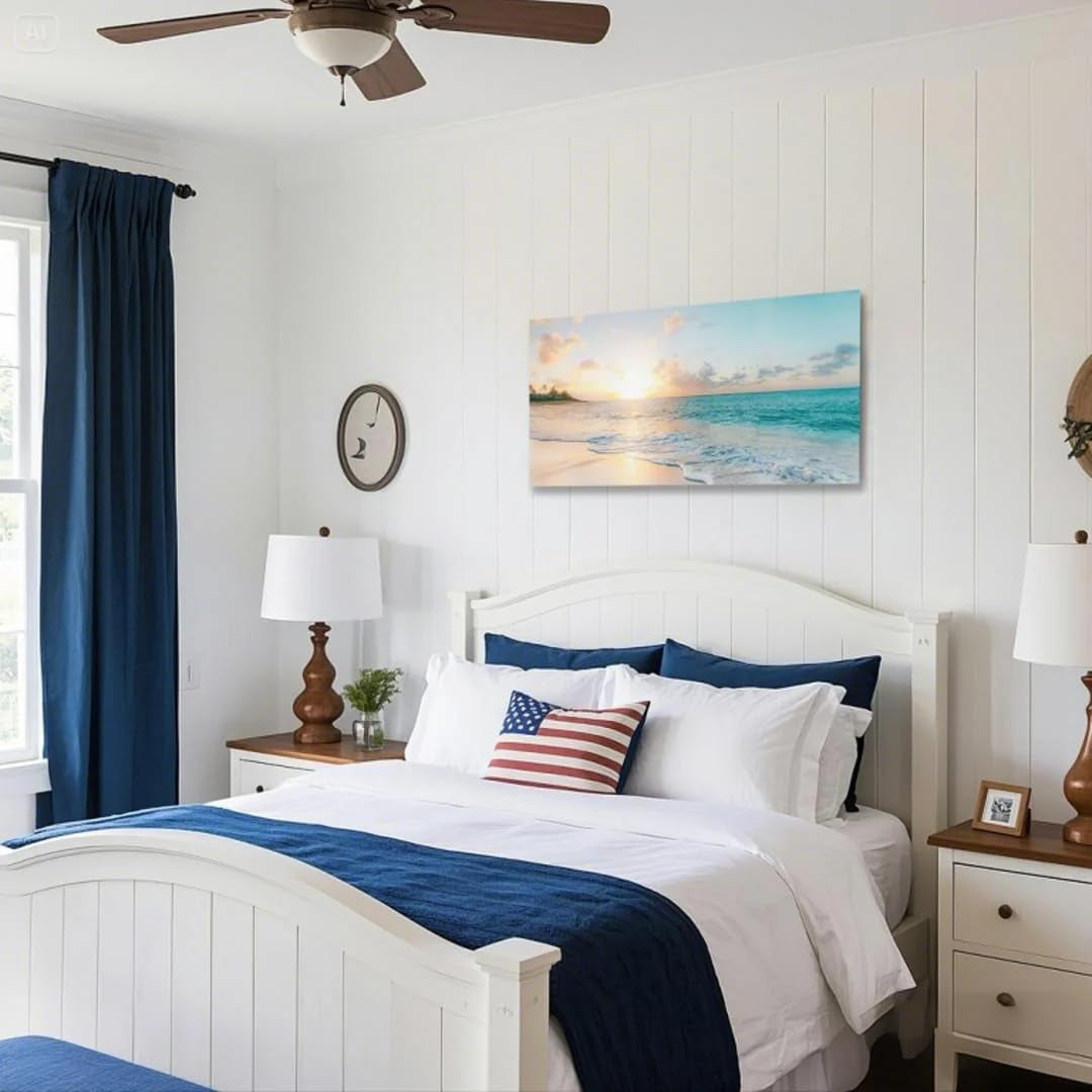 Sunset Coastal Wall Art 20x40 Blue Canvas for Living Room – image 4