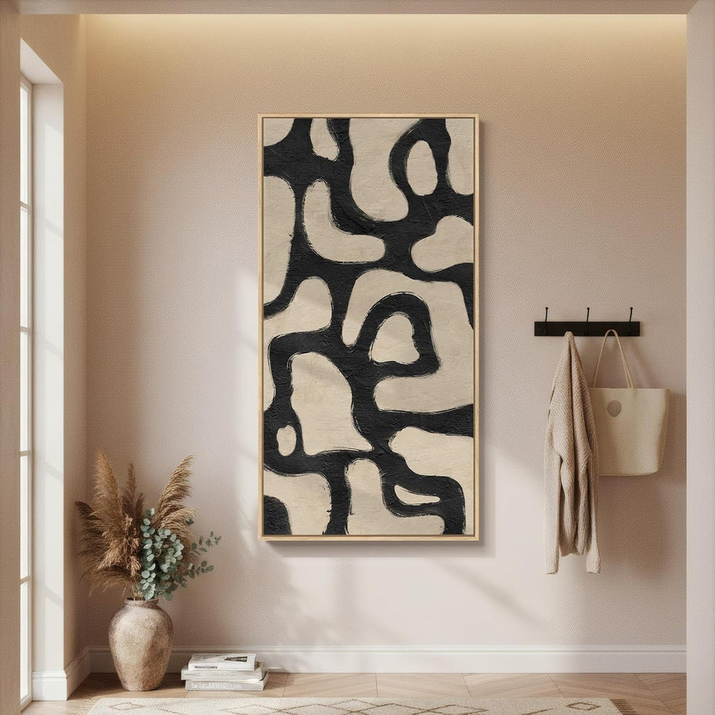 Modernist Abstract Wall Art 30x60 Framed Beige for Living Room – image 4