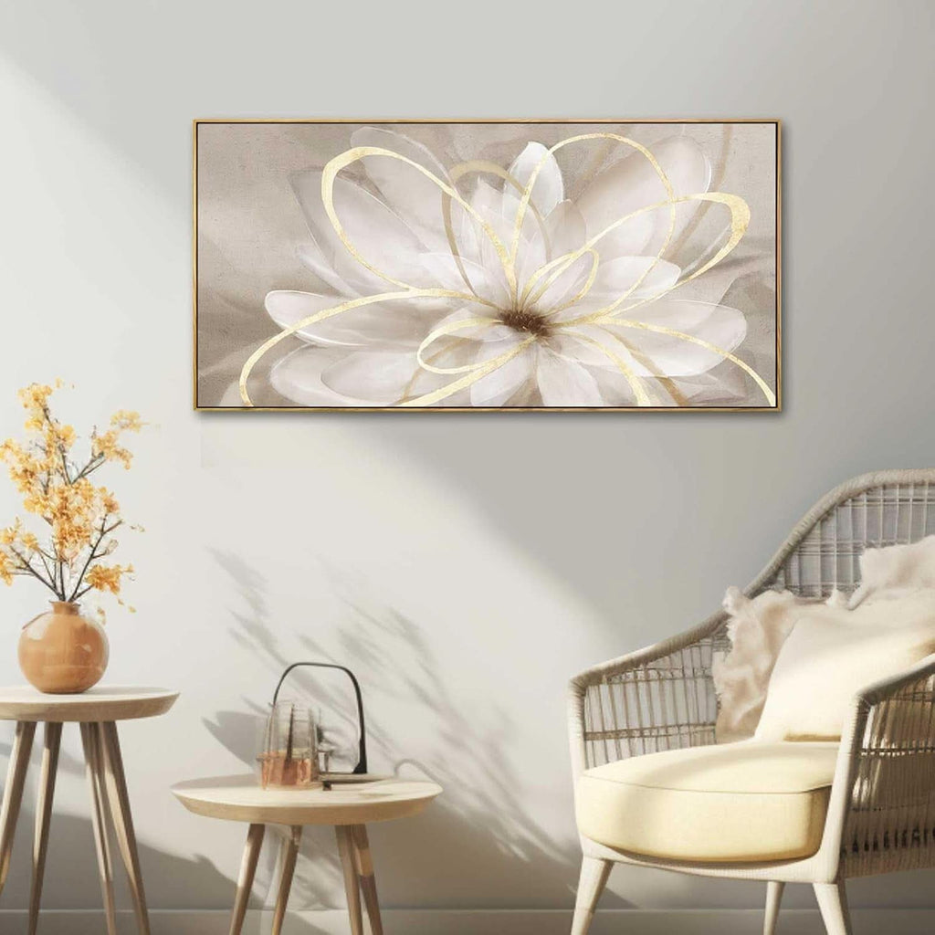 Metallic Abstract Wall Art 20x40 Framed Gold Canvas – image 2