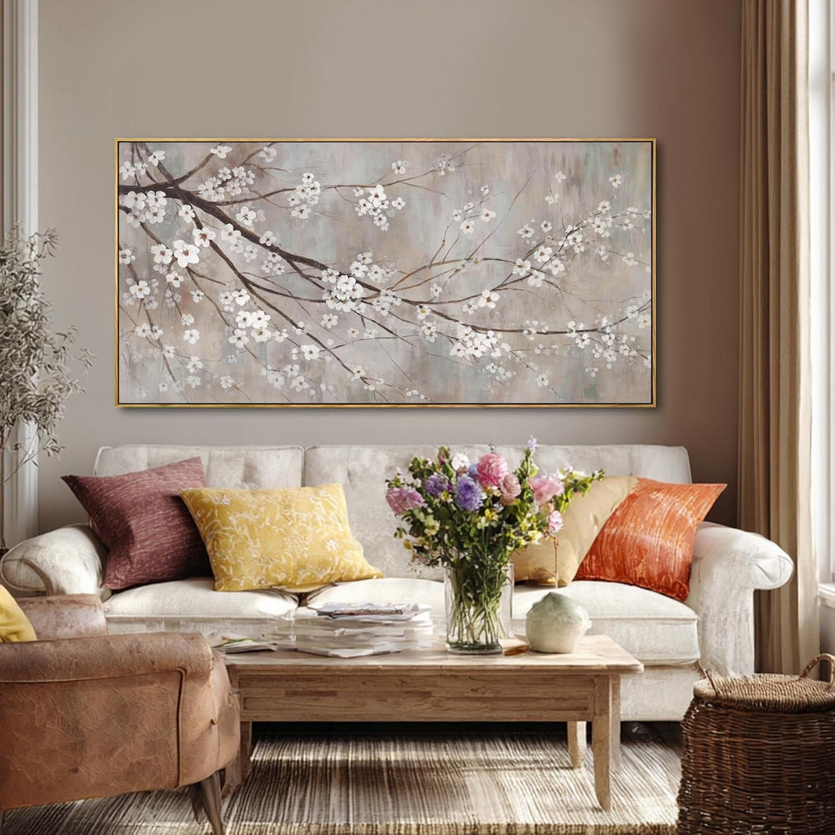 Landscape Wall Art 29x58 Grey Canvas for Living Room – image 2