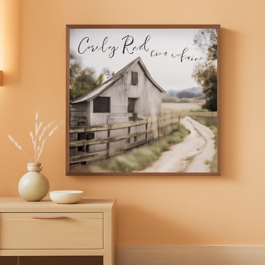 Neutral-Toned Countryside Landscape Wall Art 40x20 Neutral Canvas – main view
