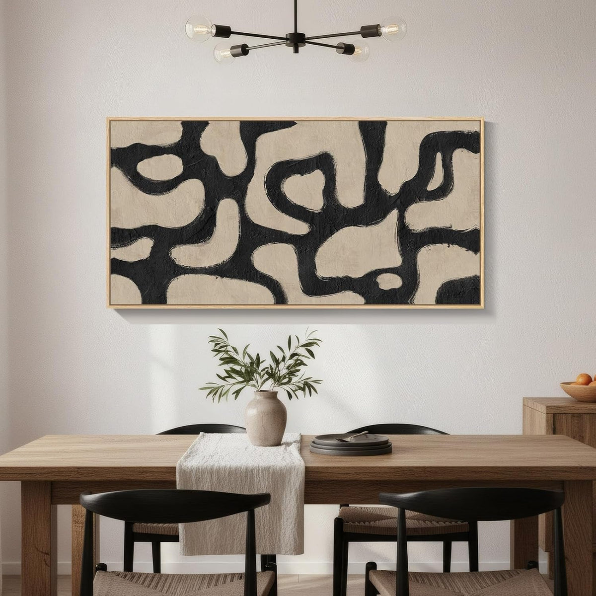 Modernist Abstract Wall Art 30x60 Framed Beige for Living Room – image 8