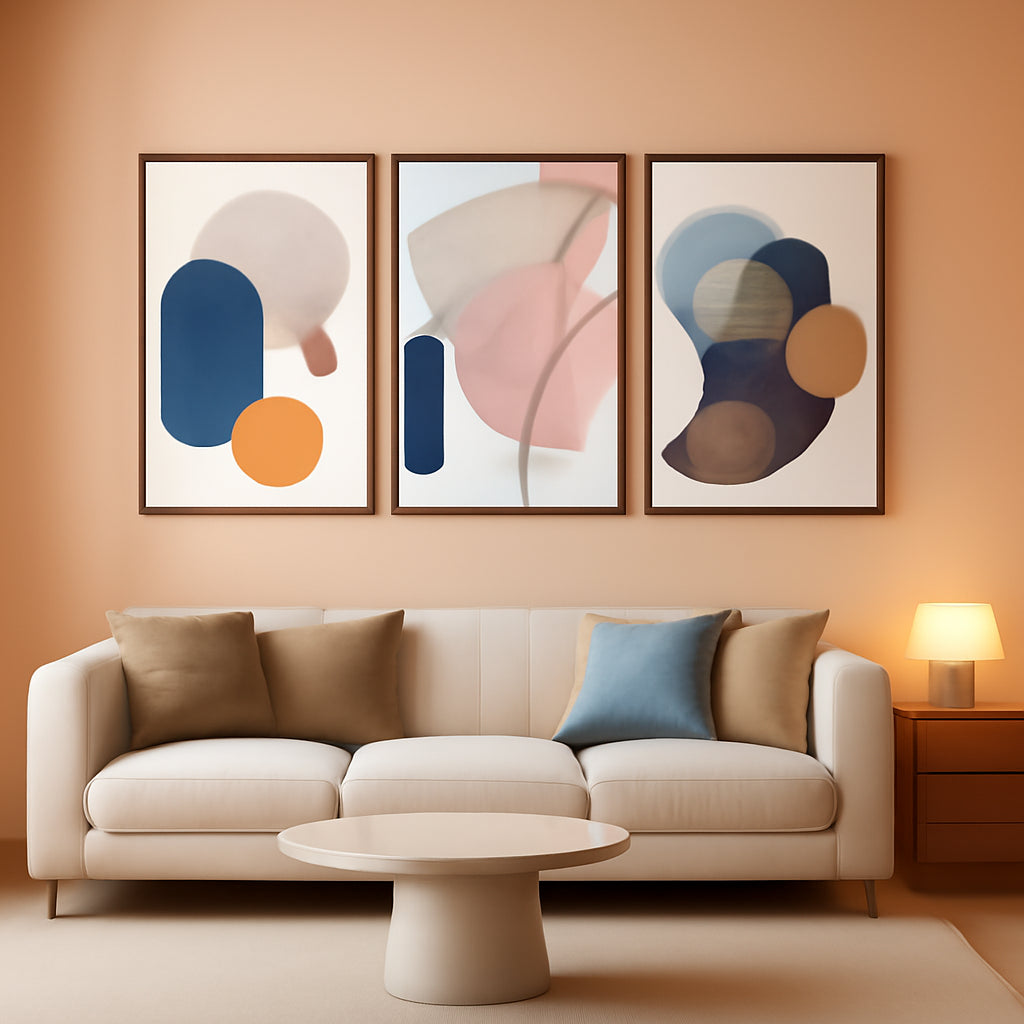 Blocks Modern Wall Art Set of 3 Canvas, 16x24 in for Living Room – main view
