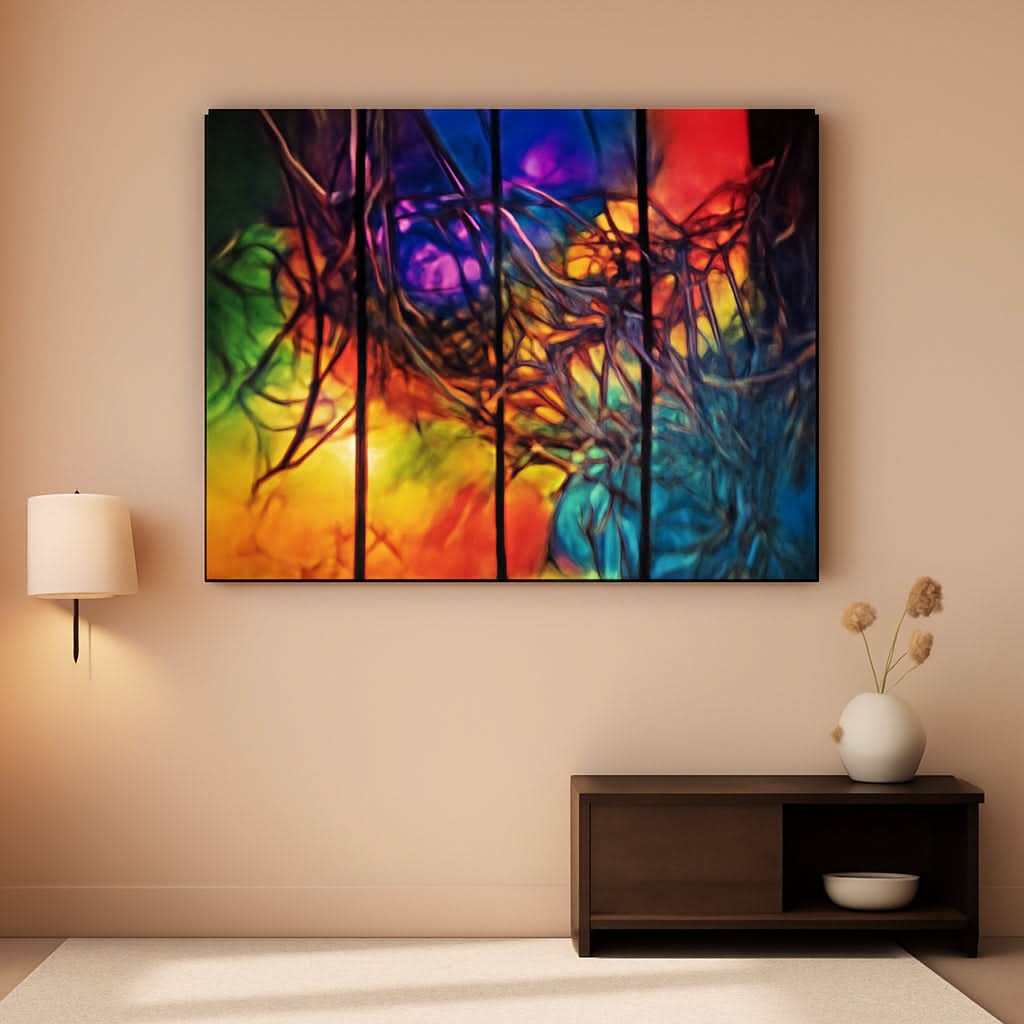 Heart Abstract Wall Art Set of 5 Extra Large Hand-Painted Canvas – main view
