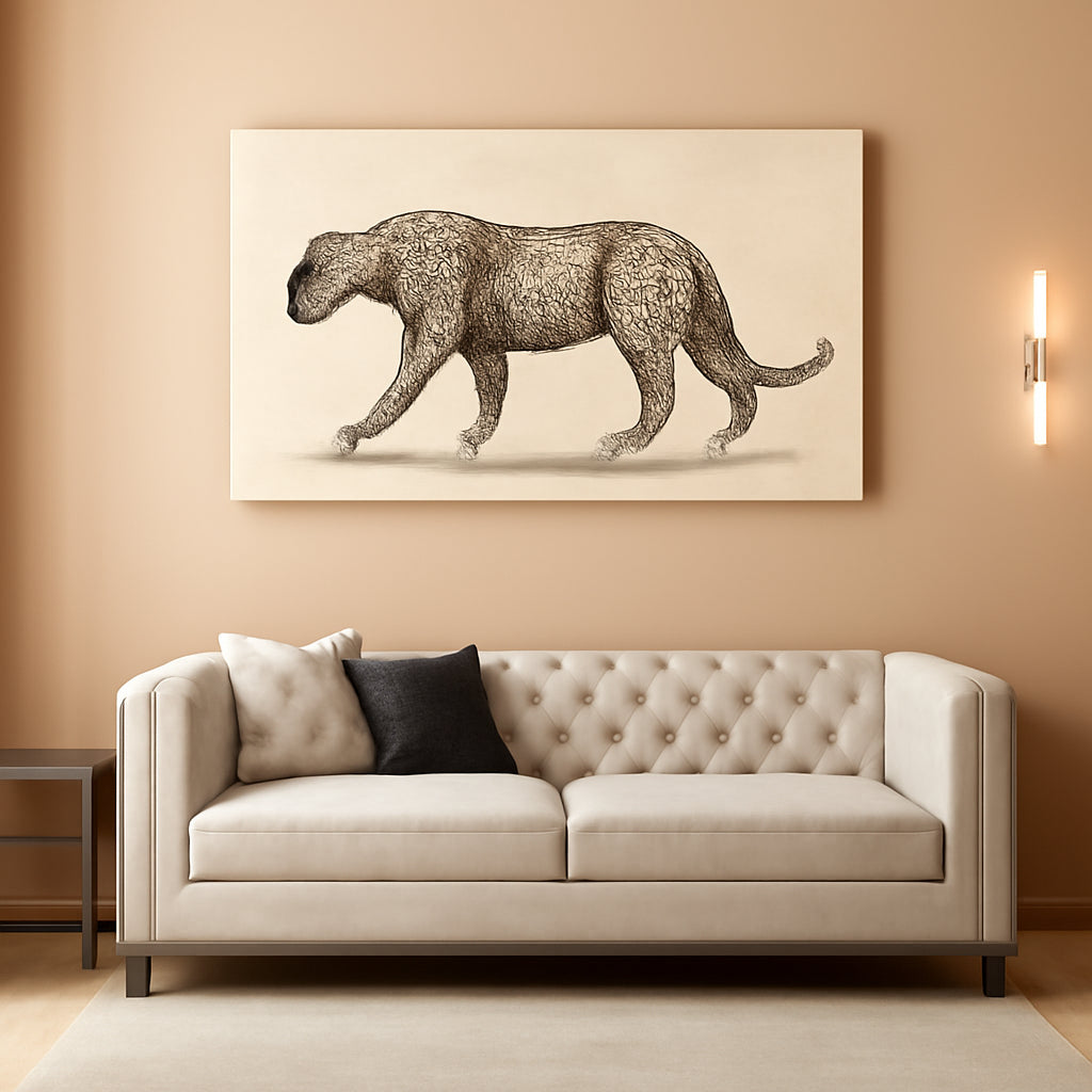 Leopard Wall Art 20x40 Gray Neutral Canvas for Living Room – main view