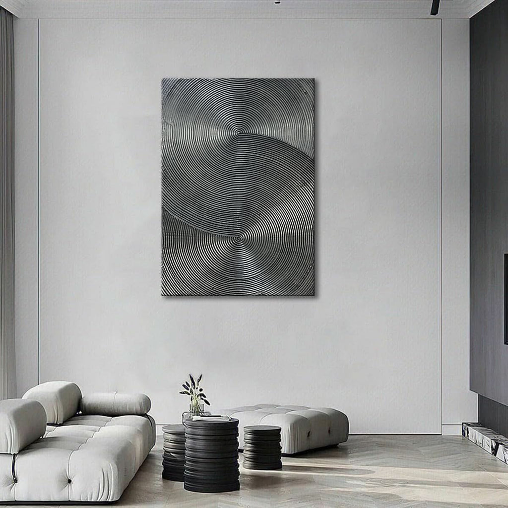 Multidimensional 3D Wall Art 28x40 Hand-Painted Silver Gray – image 7