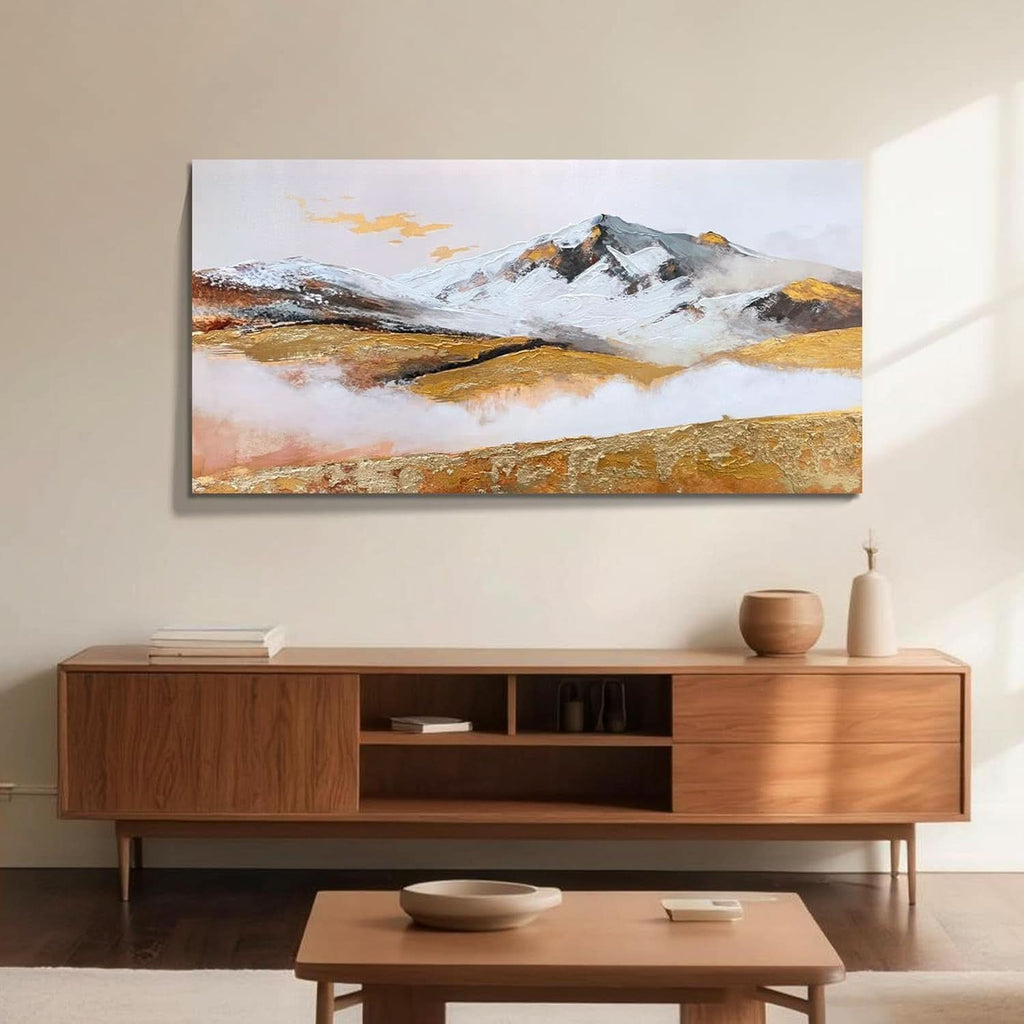 Mountain Golden Landscape Wall Art 48x24 Hand-Painted – image 5