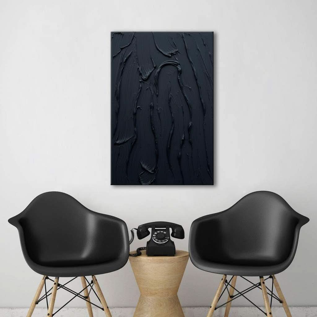 Thick Textured Canvas Wall Art 24x36 Hand-Painted Black – image 7