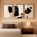 Modern Wall Art Set of 3 Framed White, 16x24 in for Living Room – main view