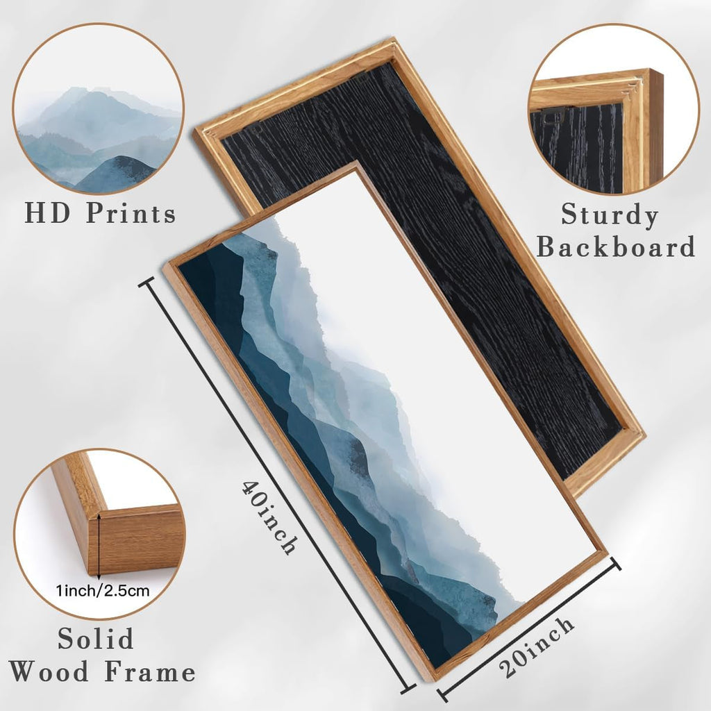 Mountain Landscape Wall Art 20x40 Framed Blue Canvas – image 8