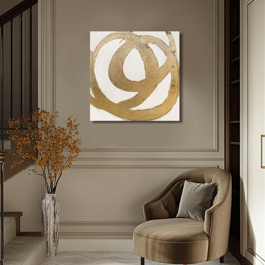 Contour Leaf Botanical Wall Art Gold Neutral Canvas – image 2