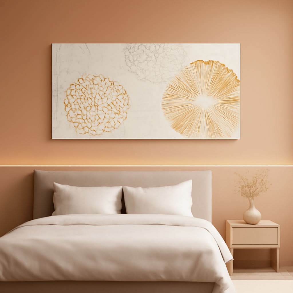 Floral Wall Art 24x48 Hand-Painted White Canvas for Living Room – main view