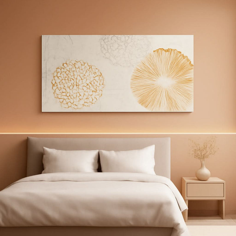Floral Wall Art 24x48 Hand-Painted White Canvas for Living Room – main view