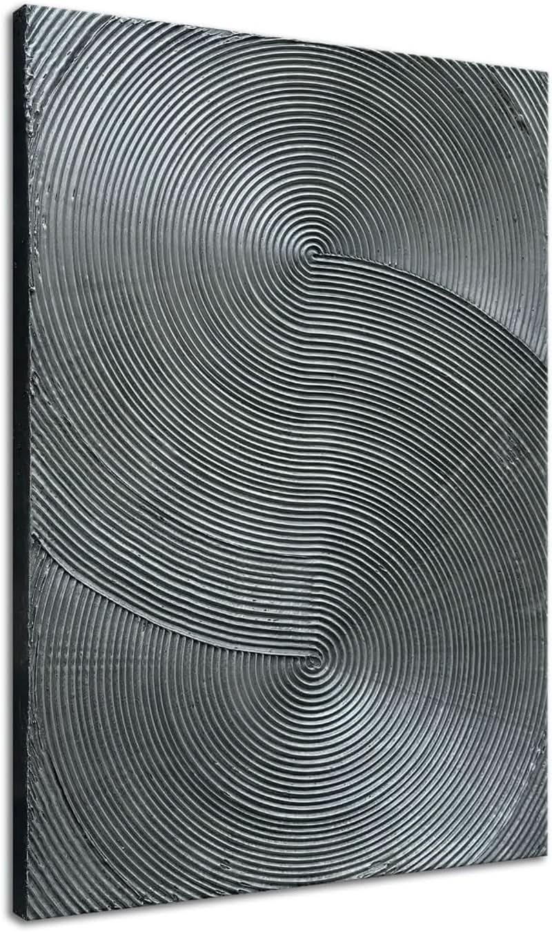 Multidimensional 3D Wall Art 28x40 Hand-Painted Silver Gray – image 2