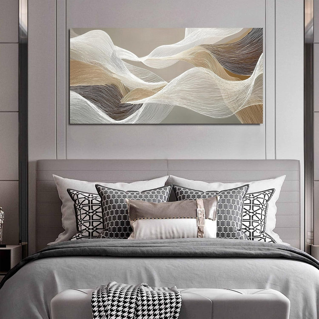 Abstract Wall Art 24x48 Beige Canvas for Living Room – image 5