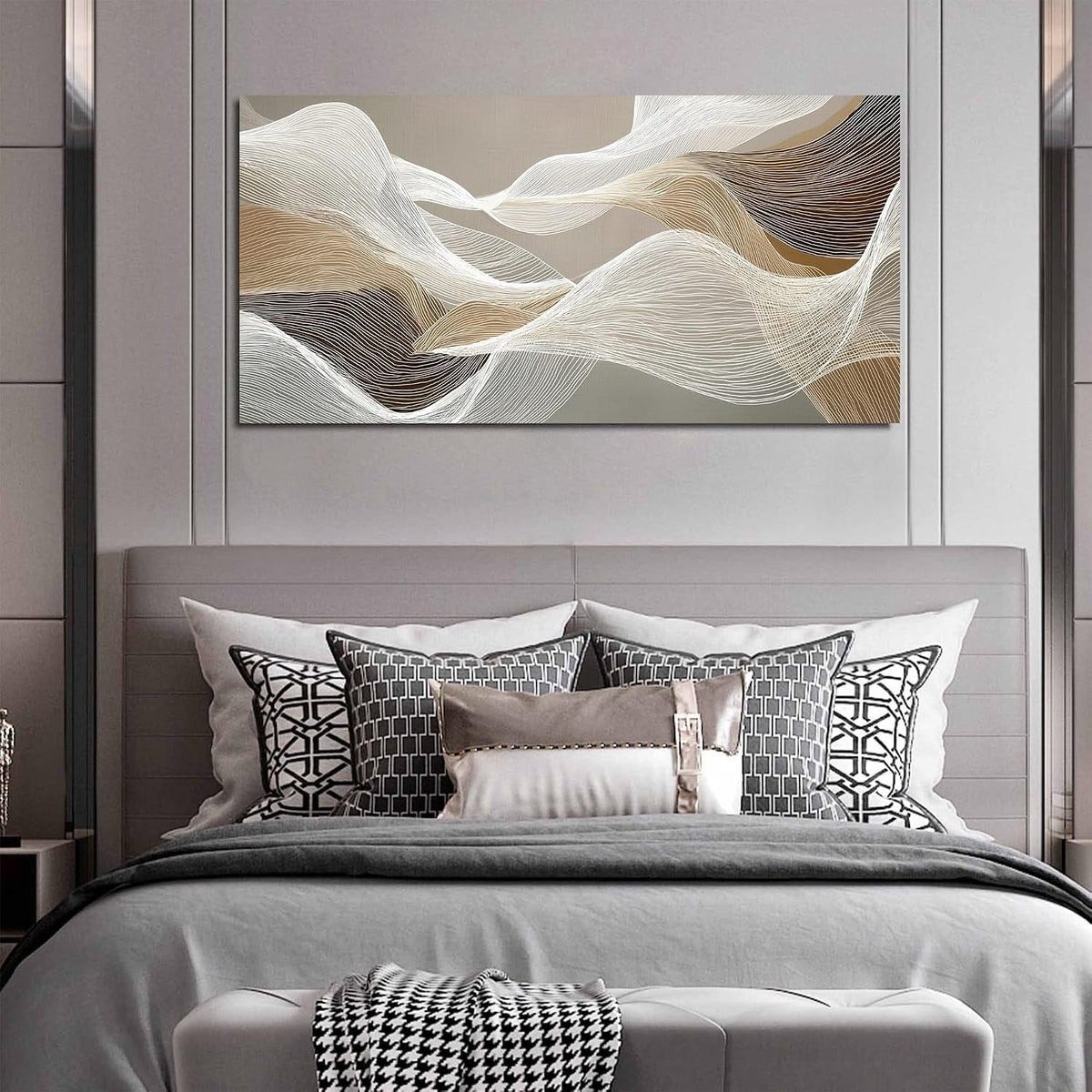 Abstract Wall Art 24x48 Beige Canvas for Living Room – image 5