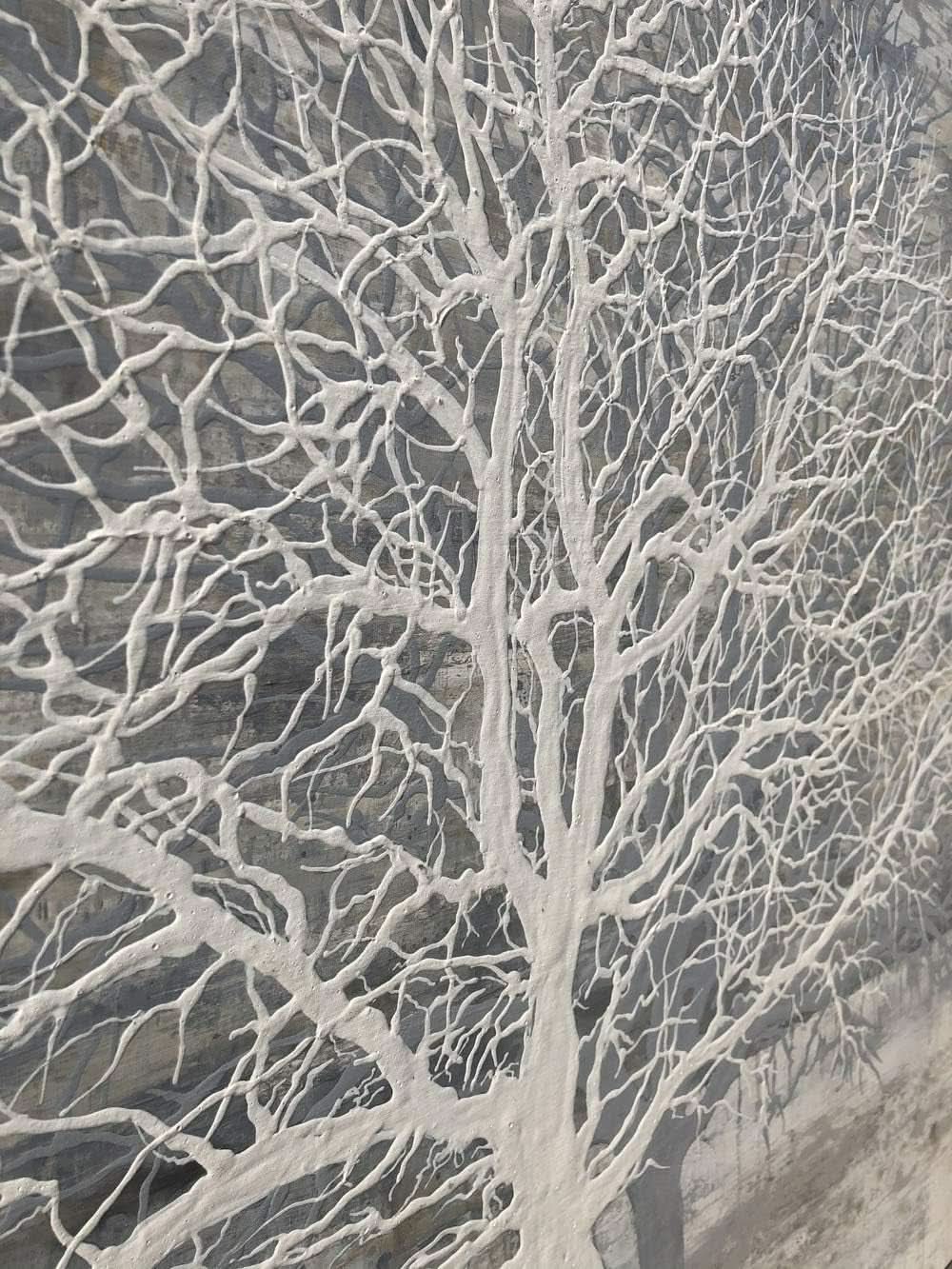 Tree of Life Textured Landscape Wall Art Hand-Painted Grey Canvas – image 3