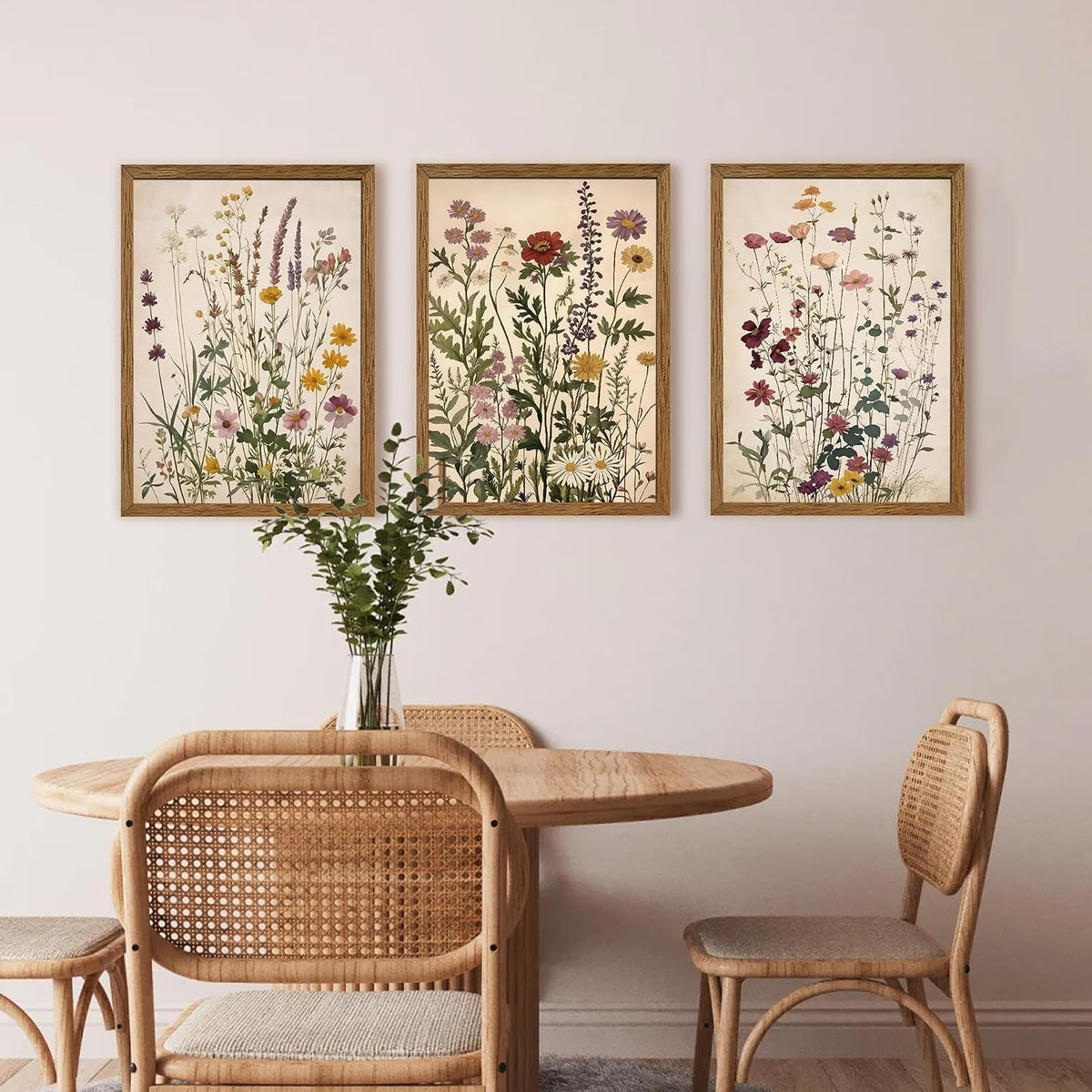 Triptych Botanical Wall Art Set of 3 Framed Canvas, 16x24 in – image 2