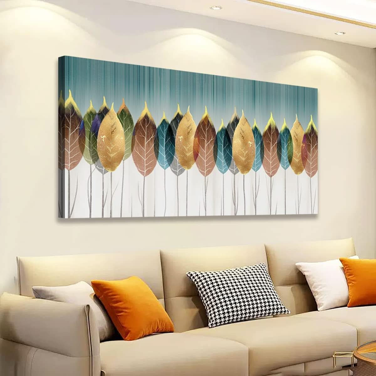 Leaves Abstract Botanical Wall Art 20x40 Colorful Canvas – image 2