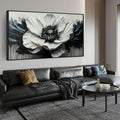 Black and White Floral Wall Art 59x29 Hand-Painted Canvas – main view