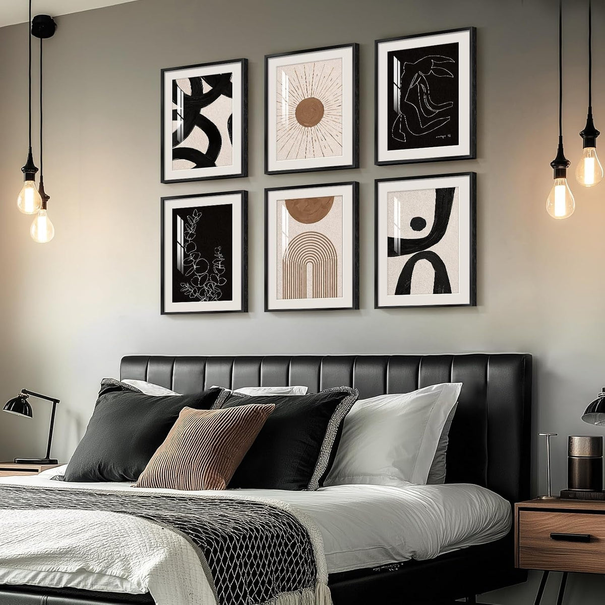 Sturdy Boho Abstract Wall Art 11x14 Framed Black White – image 2