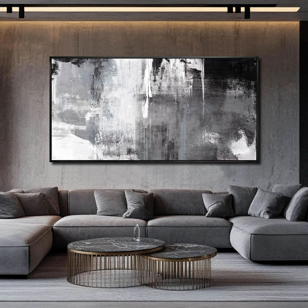Black and White Abstract Wall Art 30x60 Canvas for Living Room – image 2