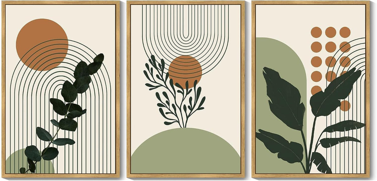 Boho Botanical Wall Art 24x36 Framed Green Canvas for Living Room – image 8