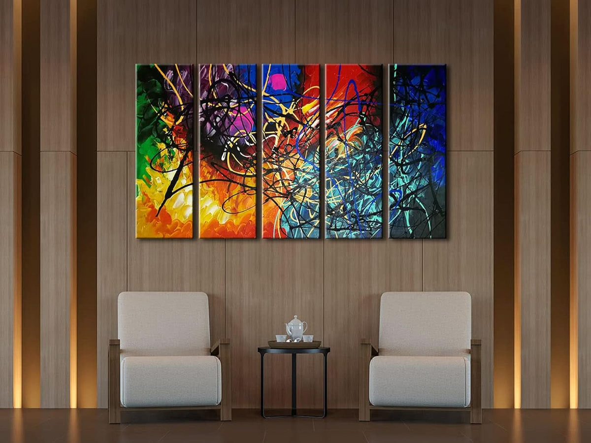 Heart Abstract Wall Art Set of 5 Extra Large Hand-Painted Canvas – image 4