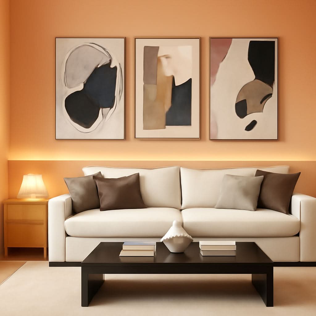 Palette Abstract Wall Art 36x24 Framed Neutral Canvas – main view