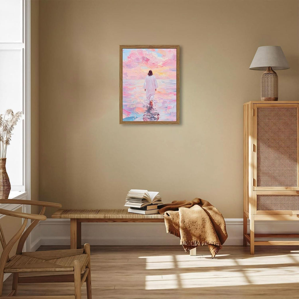 Jesus Walking on Water Christian Wall Art 12x16 Pink – image 7