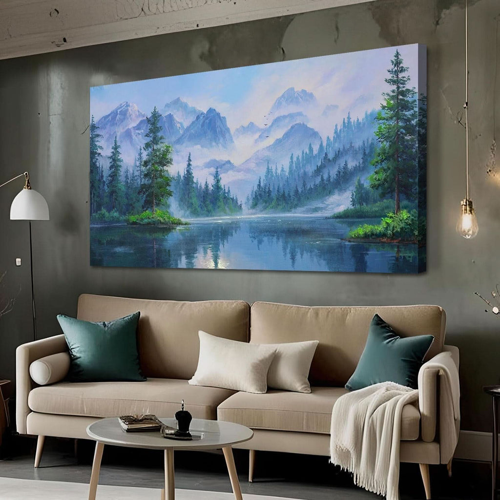 Forest Landscape Wall Art 40x20 Framed Green Canvas – image 6