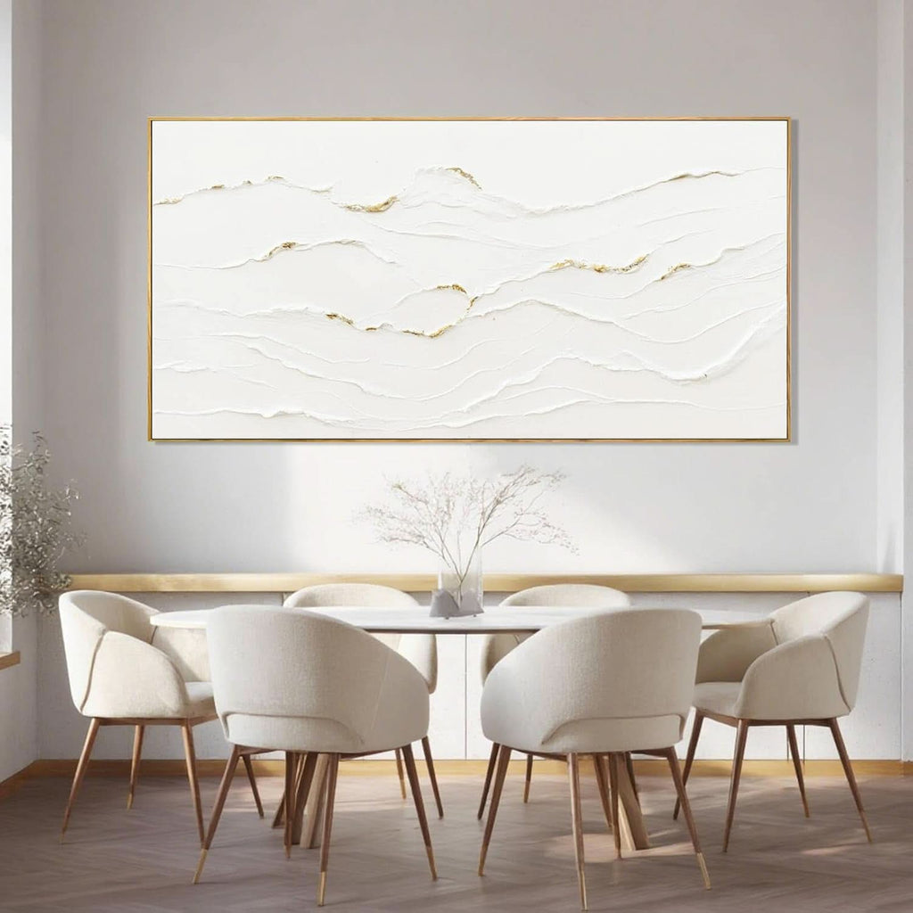 Abstract Wall Art 29x58 Framed White Canvas for Living Room – image 2