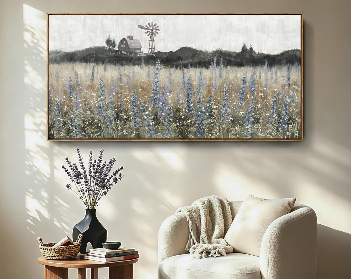 Meadow Landscape Wall Art 48x24 Purple Cerulean Canvas – image 8